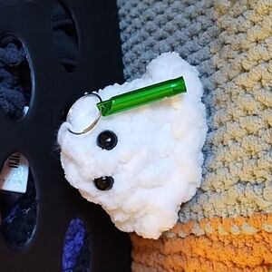 Cloud Emergency Whistle Keychain Fob Crochet Plush Alert Weather Friends